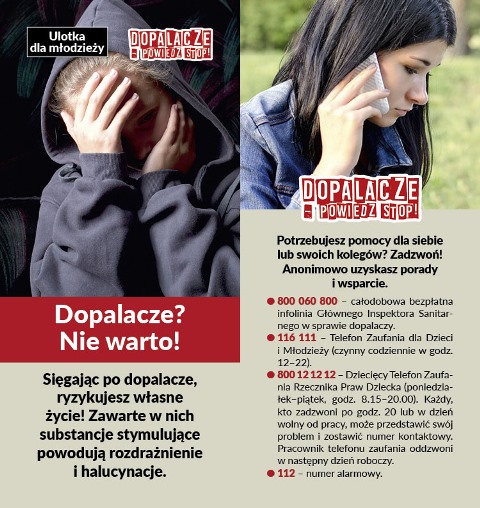 DOPALACZE 2018 ulotka DOPALACZE - NIE WARTO