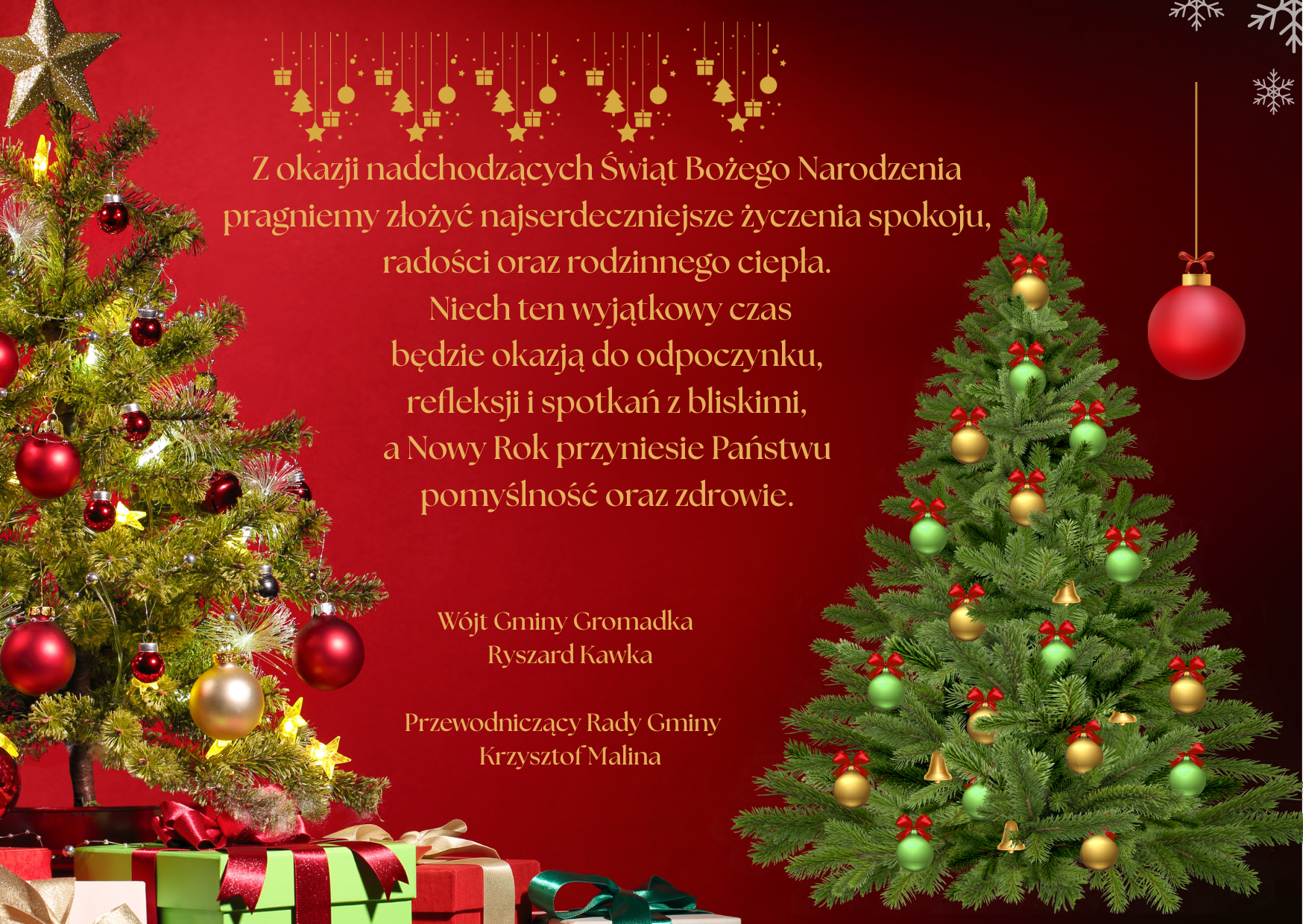 Red White Modern Merry Christmas  Happy New Year Card1