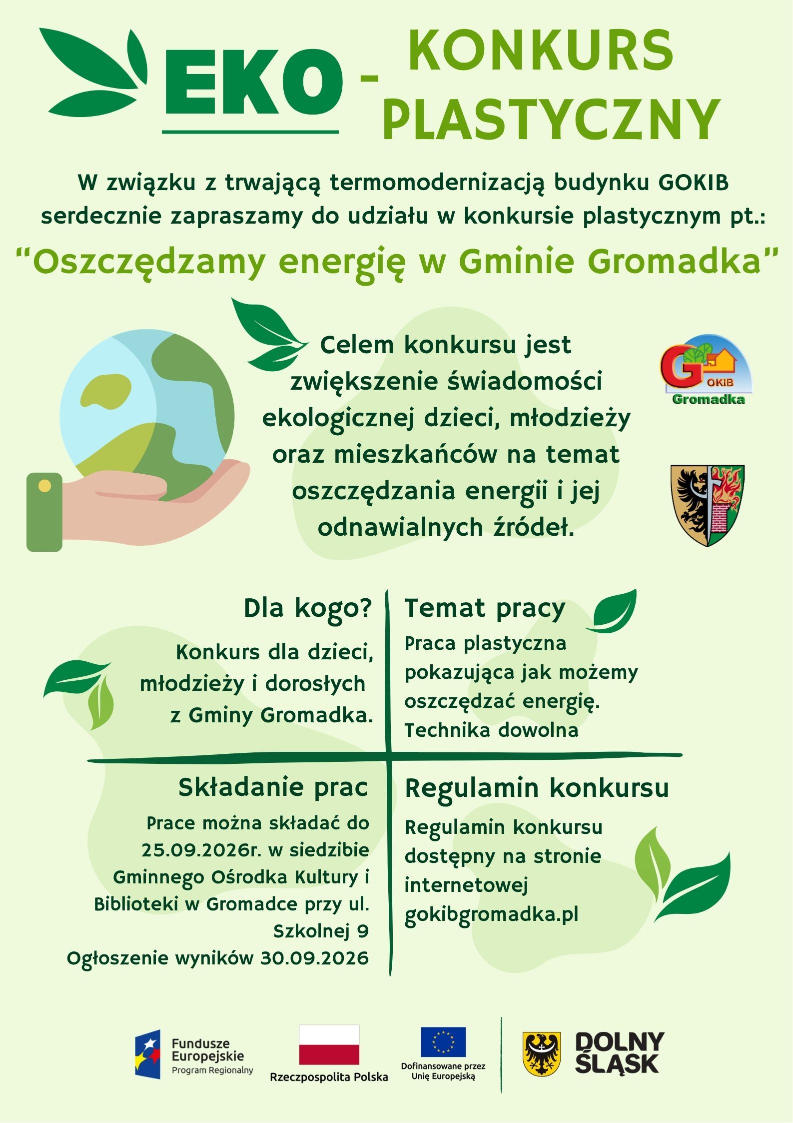 Plakat Konkurs Oszczędzamy Energię w Gminie Gromadka